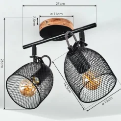 Lampes Vintages & Rétros-hofstein Plafonnier Hakvaag Bois foncé, Noir, 2 lumières