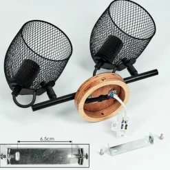 Lampes Vintages & Rétros-hofstein Plafonnier Hakvaag Bois foncé, Noir, 2 lumières