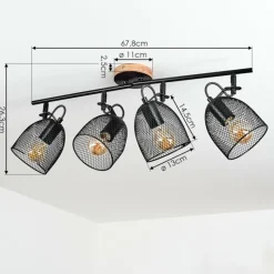 Lampes Vintages & Rétros-hofstein Plafonnier Hakvaag Brun, Noir, 4 lumières