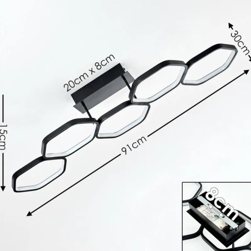 hofstein Plafonnier Halmstad LED Noir, 1 lumière