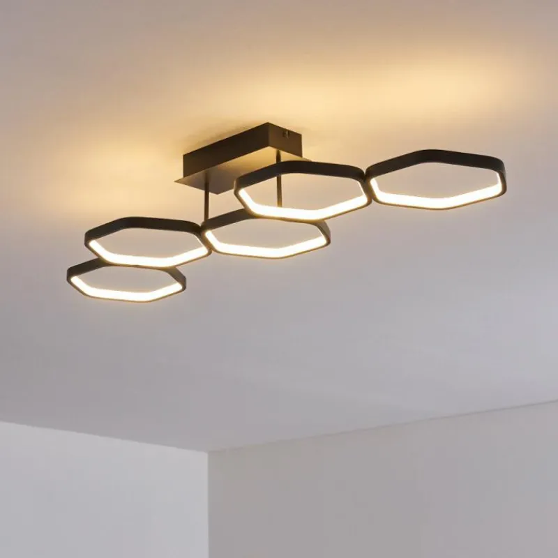 hofstein Plafonnier Halmstad LED Noir, 1 lumière