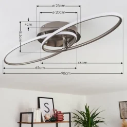 hofstein Plafonnier Harpeth LED Nickel mat, 1 lumière