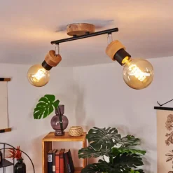 Lampes Vintages & Rétros-hofstein Plafonnier Harran Brun, Chrome, Noir, 2 lumières