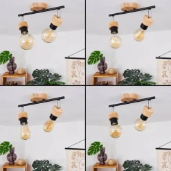 Lampes Vintages & Rétros-hofstein Plafonnier Harran Brun, Chrome, Noir, 2 lumières