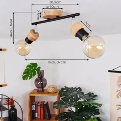 Lampes Vintages & Rétros-hofstein Plafonnier Harran Brun, Chrome, Noir, 2 lumières