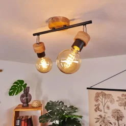 Lampes Vintages & Rétros-hofstein Plafonnier Harran Brun, Chrome, Noir, 2 lumières