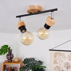 Lampes Vintages & Rétros-hofstein Plafonnier Harran Brun, Chrome, Noir, 2 lumières