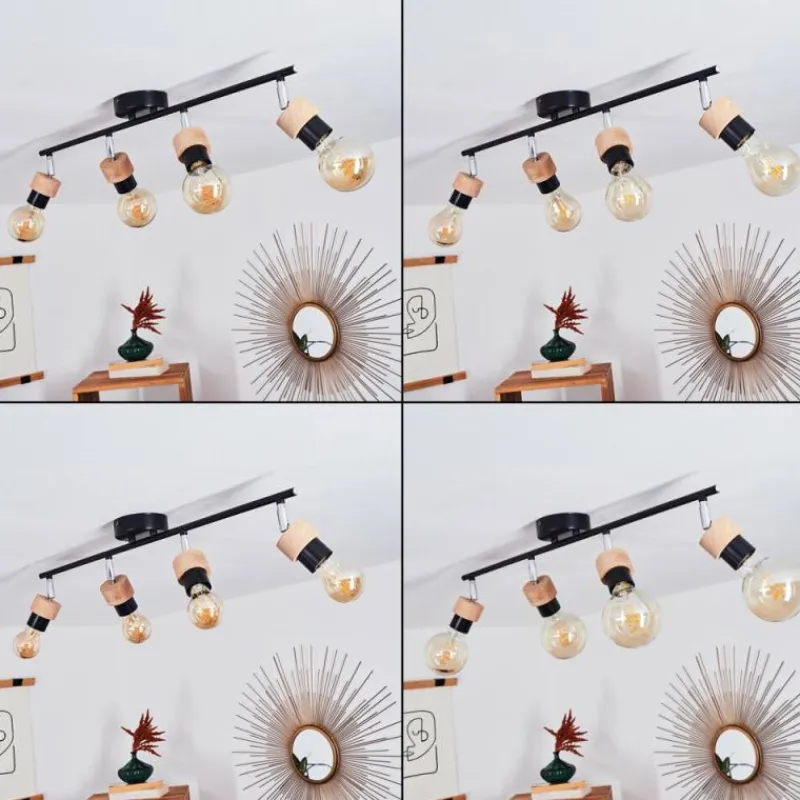 Lampes Industrielles-hofstein Plafonnier Harran Chrome, Noir, 4 lumières