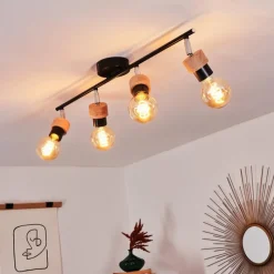 Lampes Industrielles-hofstein Plafonnier Harran Chrome, Noir, 4 lumières