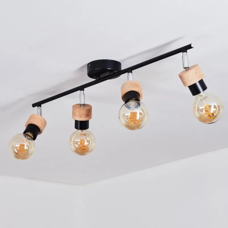 Lampes Industrielles-hofstein Plafonnier Harran Chrome, Noir, 4 lumières