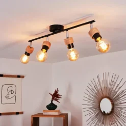 Lampes Industrielles-hofstein Plafonnier Harran Chrome, Noir, 4 lumières