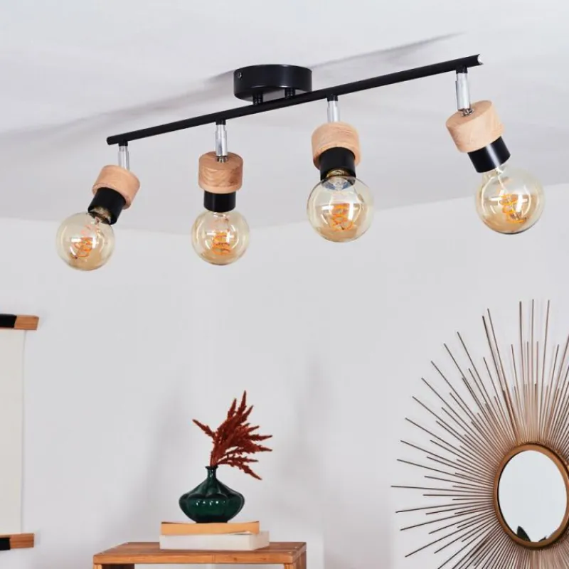 Lampes Industrielles-hofstein Plafonnier Harran Chrome, Noir, 4 lumières