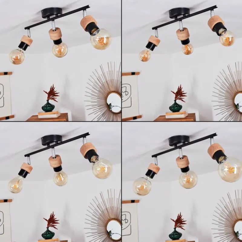 Lampes Industrielles-hofstein Plafonnier Harran Chrome, Noir, 3 lumières