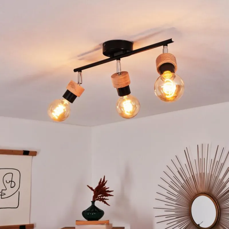 Lampes Industrielles-hofstein Plafonnier Harran Chrome, Noir, 3 lumières