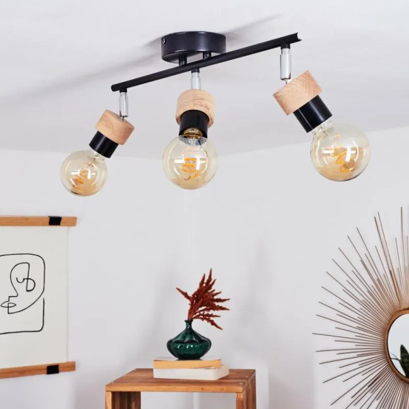 Lampes Industrielles-hofstein Plafonnier Harran Chrome, Noir, 3 lumières