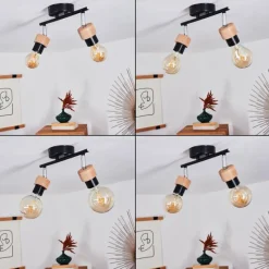 Lampes Industrielles-hofstein Plafonnier Harran Chrome, Noir, 2 lumières