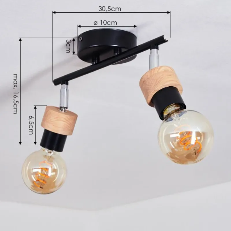 Lampes Industrielles-hofstein Plafonnier Harran Chrome, Noir, 2 lumières