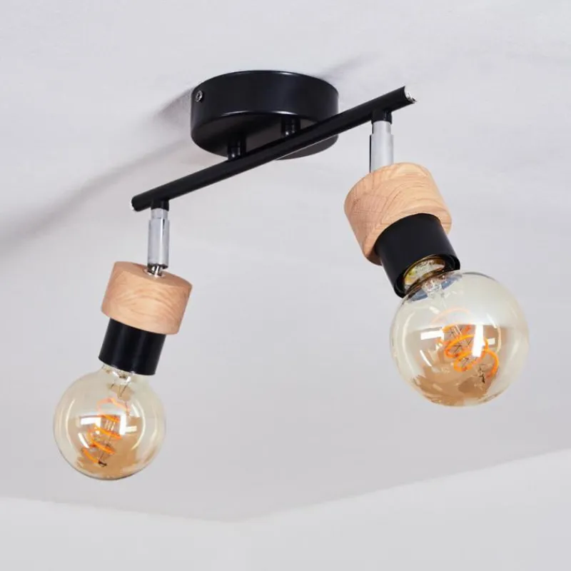 Lampes Industrielles-hofstein Plafonnier Harran Chrome, Noir, 2 lumières