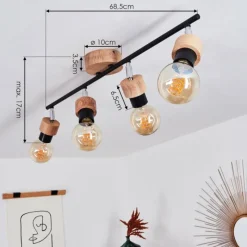 Lampes Industrielles-hofstein Plafonnier Harran Chrome, Écru, Noir, 4 lumières