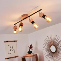 Lampes Industrielles-hofstein Plafonnier Harran Chrome, Écru, Noir, 4 lumières