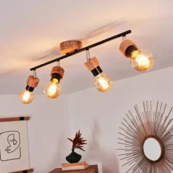 Lampes Industrielles-hofstein Plafonnier Harran Chrome, Écru, Noir, 4 lumières