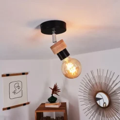 Lampes Industrielles-hofstein Plafonnier Harran Chrome, Noir, 1 lumière