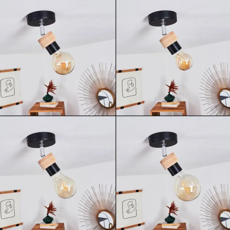 Lampes Industrielles-hofstein Plafonnier Harran Chrome, Noir, 1 lumière