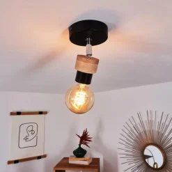 Lampes Industrielles-hofstein Plafonnier Harran Chrome, Noir, 1 lumière