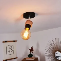 Lampes Industrielles-hofstein Plafonnier Harran Chrome, Noir, 1 lumière