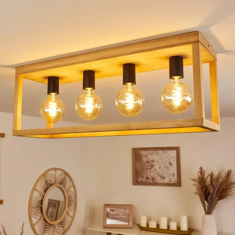 Lampes Industrielles-hofstein Plafonnier Harran Écru, Noir, 4 lumières