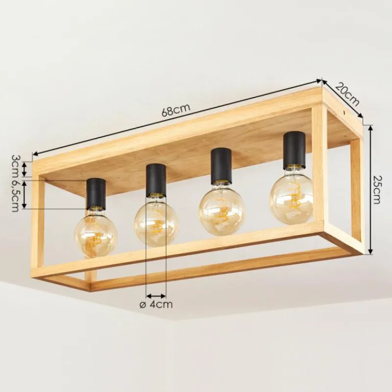 Lampes Industrielles-hofstein Plafonnier Harran Écru, Noir, 4 lumières