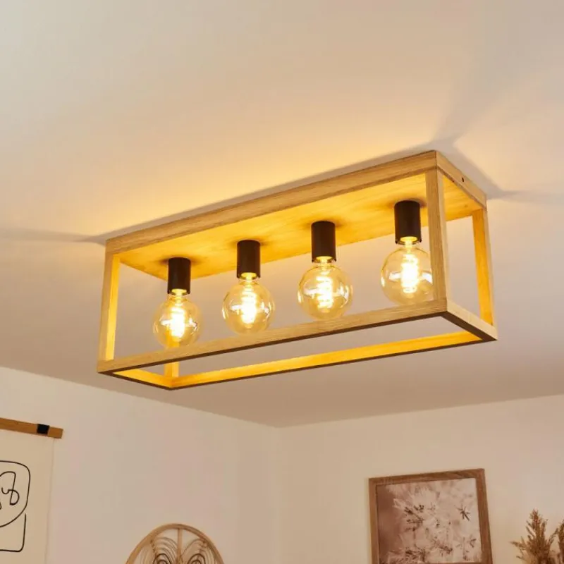 Lampes Industrielles-hofstein Plafonnier Harran Écru, Noir, 4 lumières