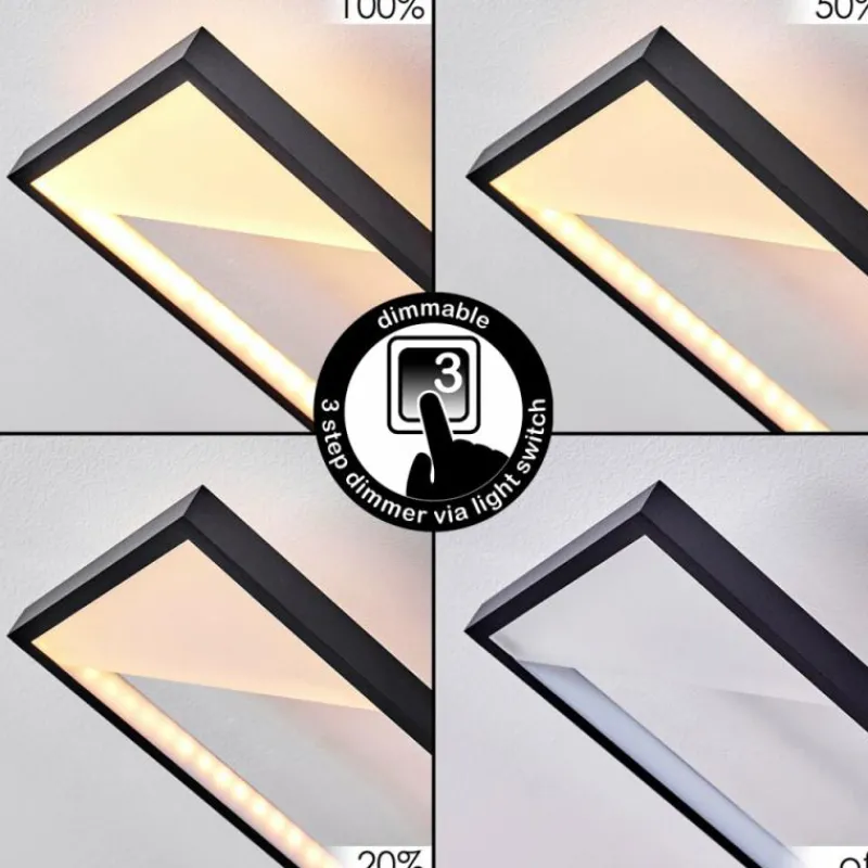 hofstein Plafonnier Haya LED Noir, 4 lumières