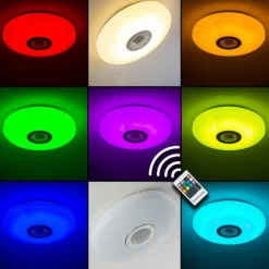 hofstein Plafonnier HEMLO LED Blanc, 1 lumière, Télécommandes, Changeur de couleurs* Éclairage Led