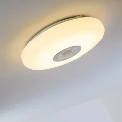 hofstein Plafonnier HEMLO LED Blanc, 1 lumière, Télécommandes, Changeur de couleurs* Éclairage Led