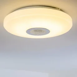 hofstein Plafonnier HEMLO LED Blanc, 1 lumière, Télécommandes, Changeur de couleurs* Éclairage Led