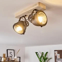 Lampes Industrielles-hofstein Plafonnier Herford Bois clair, 2 lumières