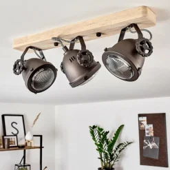 Lampes Industrielles-hofstein Plafonnier Herford Bois clair, Cuivre, 3 lumières