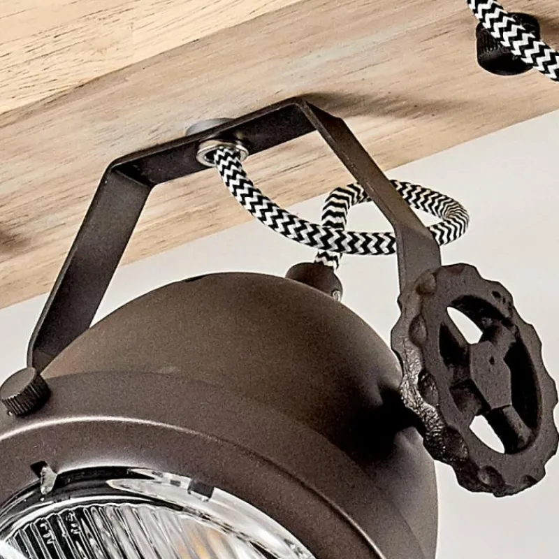 Lampes Industrielles-hofstein Plafonnier Herford Bois clair, Cuivre, 3 lumières