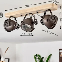 Lampes Industrielles-hofstein Plafonnier Herford Bois clair, Cuivre, 3 lumières