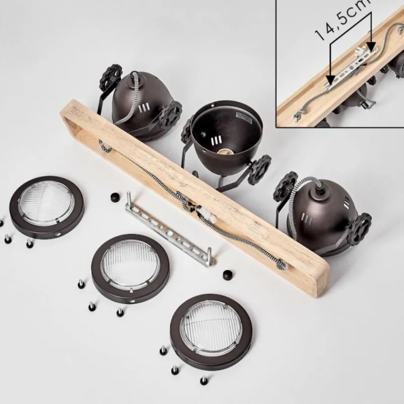 Lampes Industrielles-hofstein Plafonnier Herford Bois clair, Cuivre, 3 lumières