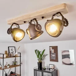 Lampes Industrielles-hofstein Plafonnier Herford Bois clair, Cuivre, 3 lumières