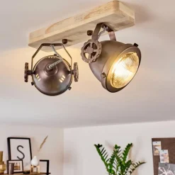 Lampes Industrielles-hofstein Plafonnier Herford Bois clair, Cuivre, 2 lumières