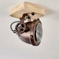 Lampes Industrielles-hofstein Plafonnier Herford Bois clair, Cuivre, 1 lumière