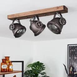 Lampes Industrielles-hofstein Plafonnier Herford Bois foncé, 3 lumières