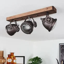 Lampes Industrielles-hofstein Plafonnier Herford Bois foncé, 3 lumières