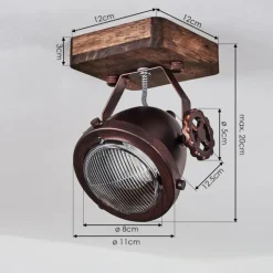 Lampes Industrielles-hofstein Plafonnier Herford Bois foncé, Rouille, 1 lumière