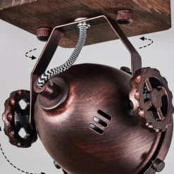 Lampes Industrielles-hofstein Plafonnier Herford Bois foncé, Rouille, 1 lumière