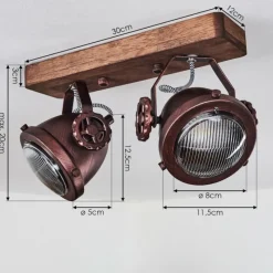 Lampes Industrielles-hofstein Plafonnier Herford Bois foncé, Rouille, 2 lumières