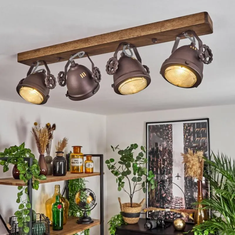 Lampes Industrielles-hofstein Plafonnier Herford Bois foncé, 4 lumières